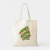 Roze en witte bloemen patroon tote bag (Achterkant)