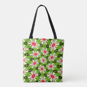 Roze en witte bloemen patroon tote bag (Achterkant)