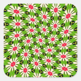 Roze en witte bloemen patroon vierkante sticker