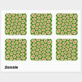 Roze en witte bloemen patroon vierkante sticker (Vel)