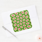 Roze en witte bloemen patroon vierkante sticker (Envelop)
