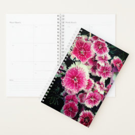 Roze en witte bloemen planner