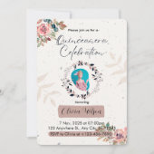 Roze en witte bloemen prinses Quinceanera verjaard Kaart (Voorkant)