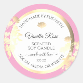 Roze en witte Bloemen Product Etiketten Gouden Blo
