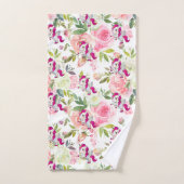  Roze en Witte Bloemen Regenboog Eenhoorn Bad Handdoek (Handdoek)