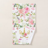 Roze en Witte Bloemen Regenboog Eenhoorn Bad Handdoek (Handdoek)