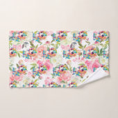  Roze en Witte Bloemen Regenboog Eenhoorn Bad Handdoek (Handdoek)