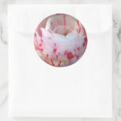 Roze en Witte Bloemen Ronde Sticker (Tas)