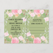 Roze en Witte Bloemen Save the Date Briefkaart (Achterkant)