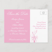Roze en Witte Bloemen Save the Date Briefkaart (Achterkant)