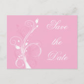Roze en Witte Bloemen Save the Date Briefkaart (Voorkant)