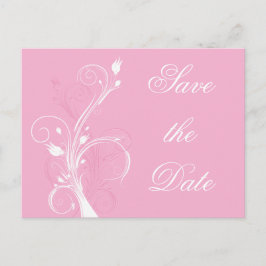 Roze en Witte Bloemen Save the Date Briefkaart