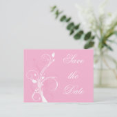 Roze en Witte Bloemen Save the Date Briefkaart (Staand voorkant)