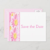 Roze en Witte Bloemen Save the Date Briefkaart (Voorkant / Achterkant)