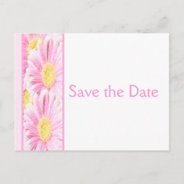 Roze en Witte Bloemen Save the Date Briefkaart