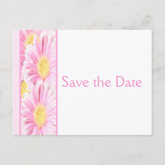 Roze en Witte Bloemen Save the Date Briefkaart (Voorkant)