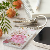 Roze en witte bloemen sleutelhanger (Voorkant Rechts)