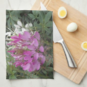 Roze en witte bloemen theedoek (Quarter Fold)