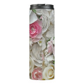 Roze en witte bloemen thermosbeker (Achterkant)