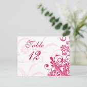 Roze en Witte Bloemen Trouwtafel Kaarten (Staand voorkant)