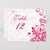 Roze en Witte Bloemen Trouwtafel Kaarten (Voorkant / Achterkant)