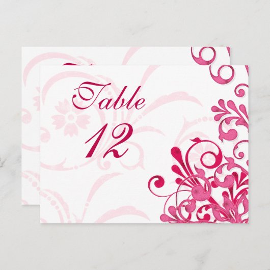 Roze en Witte Bloemen Trouwtafel Kaarten (Voorkant / Achterkant)