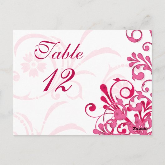 Roze en Witte Bloemen Trouwtafel Kaarten (Achterkant)