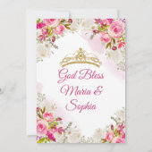 Roze en witte bloemen Twin Quinceanera Uitnodiging (Achterkant)