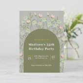 Roze en witte bloemen verjaardag kaart (Staand voorkant)