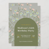 Roze en witte bloemen verjaardag kaart (Voorkant / Achterkant)