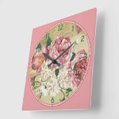 Roze en witte bloemen vierkante klok (Hoek)