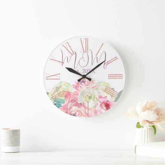 Roze en witte bloemen voor mama grote klok (Huis)