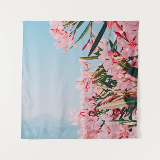 Roze en witte bloemen wandkleed (Voorkant)