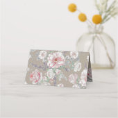 Roze en Witte Bloemen Waterverf  Plaatskaartje (Achterkant)