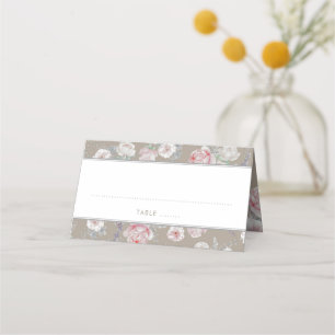 Roze en Witte Bloemen Waterverf  Plaatskaartje