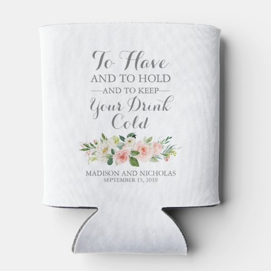 Roze en witte bloemenbruiloft Koelboxxen Blikjeskoeler (Achterkant)