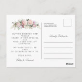Roze en witte bloemenbruiloft Save the Date Briefkaart (Achterkant)