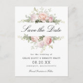 Roze en witte bloemenbruiloft Save the Date Briefkaart (Voorkant)