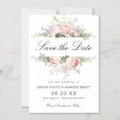 Roze en witte bloemenbruiloft Save the Date Magnetische Uitnodiging (Voorkant)
