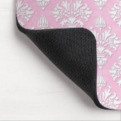 Roze en witte bloemendamaskpatroon muismat (Hoek)