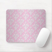 Roze en witte bloemendamaskpatroon muismat (Met muis)