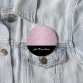 Roze en witte bloemendamaskpatroon ronde button 7,6 cm (In situ)