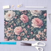 Roze en Witte Bloemendecoupage Tissuepapier (Craft)