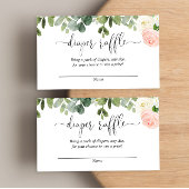 Roze en witte bloemengroen meisje luier loterij informatiekaartje