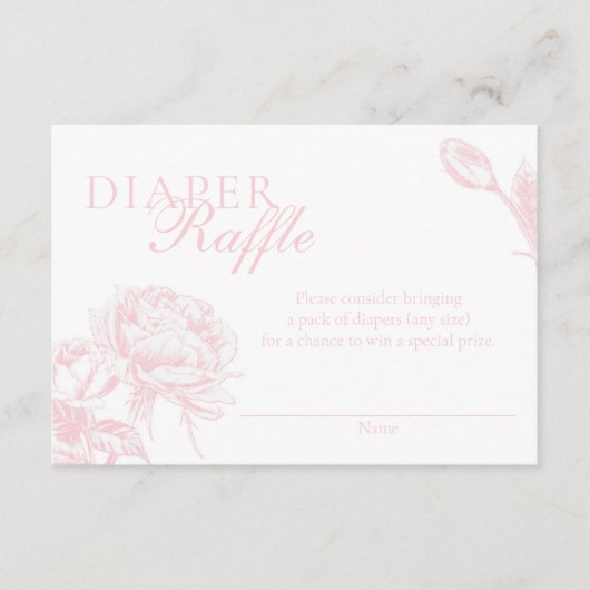 Roze en Witte Bloemenluier Raffle Informatiekaartje (Voorkant)