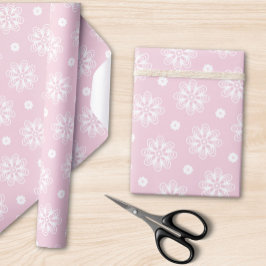 Roze en witte bloemenpatroon cadeaupapier