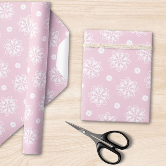 Roze en witte bloemenpatroon cadeaupapier