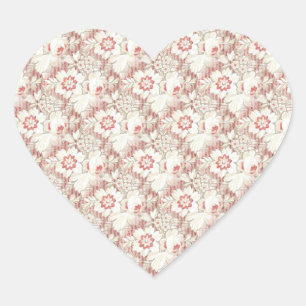 roze en witte bloemenpatroon hart sticker