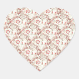  roze en witte bloemenpatroon hart sticker