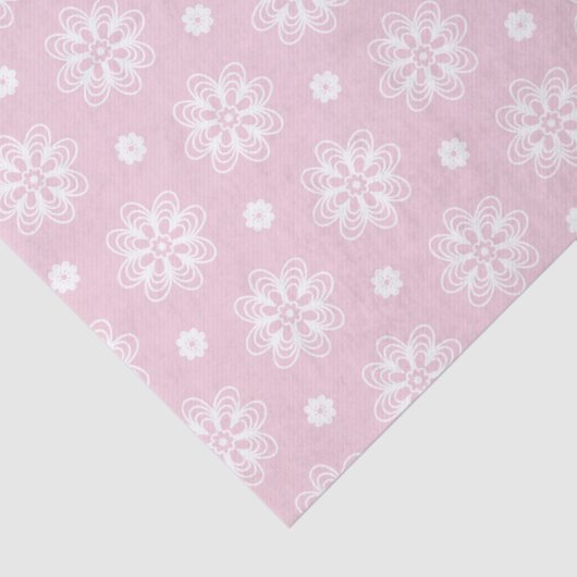 Roze en witte bloemenpatroon tissuepapier (Detail)